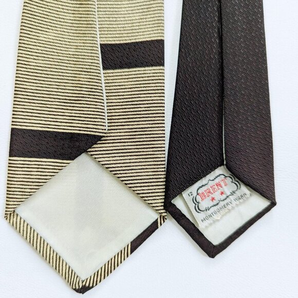 Brent Vintage Skinny 50's/60's Gold And Brown Skinny Necktie - Picture 5 of 9
